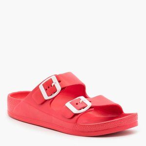 Weeboo Women Lightweight Double Strap Summer Sandals - Red - Size 10